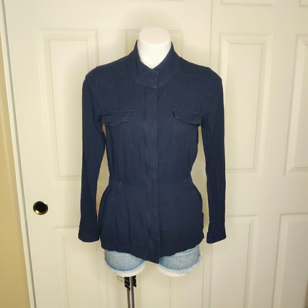 Splendid navy zip front long sleeve shirt jacket sz XS